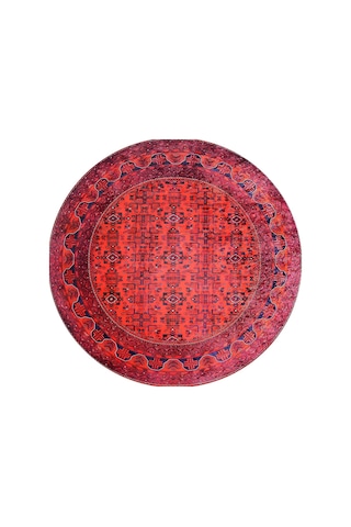 Blg Home Circle Bambu Koleksiyonu Yuvarlak Dijital Baskı Halı 8720 Kırmızı