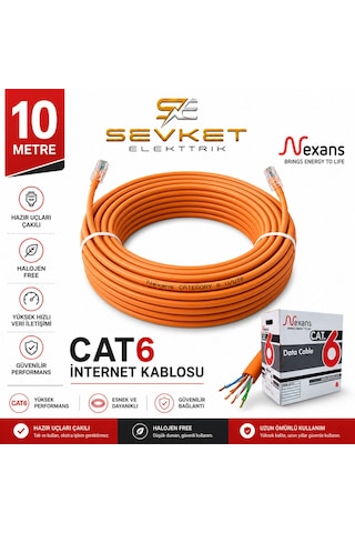 Nexans 10 Metre Cat6 Data Kablosu Turuncu Halojen Free Patch Cord Nexans 10 Metre Cat6 Data Kablosu Turuncu Halojen Free Patch Cord