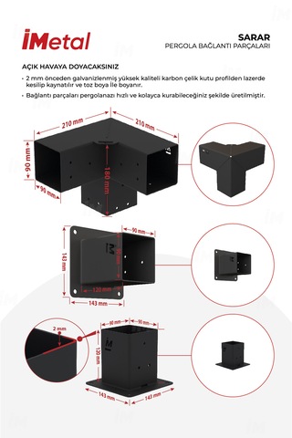 Sarar Duvardan Tek Bölümlü Pergola Bağlantı Seti Ahşaplar İçin