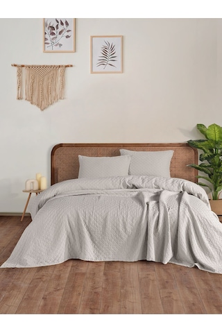 Cambridge Yatak Örtüsü Seti Çift Kişilik Açık Gri Kutulu