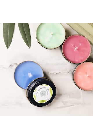 Mitr Sandal Aromalı Metal Soya Mum Çok Renkli