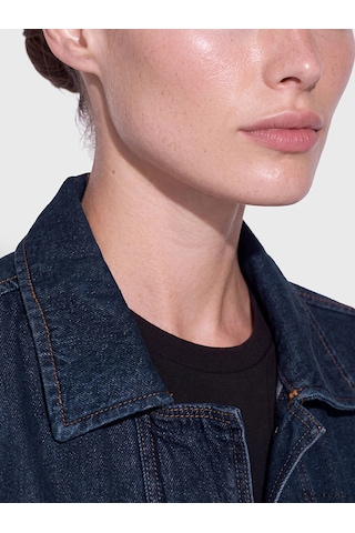 LC Waikiki Lcw Everyday İndigo Gömlek Yaka Kadın Jean Ceket Dark Rodeo