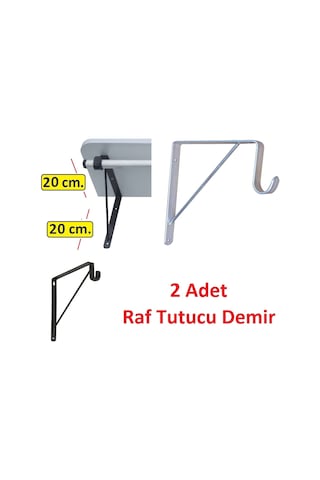 Depolife Raf Duvar Asma Demiri 2 Adet Metal Braket 20X20 Askılıklı