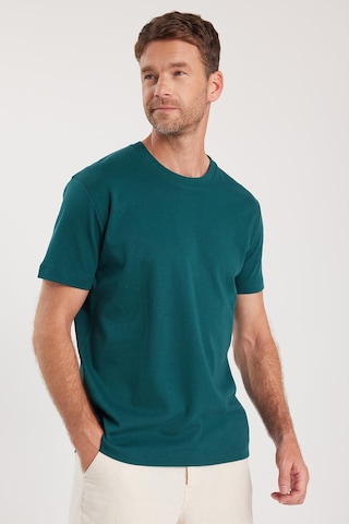 Tudors Unisex Relax Fit Rahat Kesim %100 Pamuk Yumuşak Dokulu Hafif Kalın Yeşil Bisiklet Yaka Tişört-34940 Yeşil