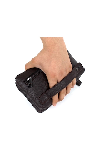 Erkek Kahverengi Çok Bölmeli Kemerli Portföy El Çantası Kahverengi