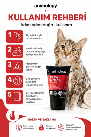 Animology Flea Tick Kediler İçin Kene Ve Pire Kovucu Şampuan 125 Ml