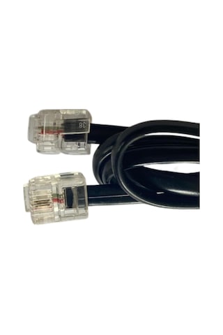 Telefon Köken Hat Kablosu 1.5 M 6P2C Pluglu Siyah 100 Adet