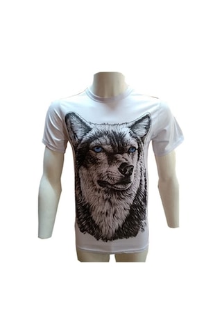 Evox Kurt Baskılı Penye Tişört Beyaz Bay-Kadın S,M,L,Xl