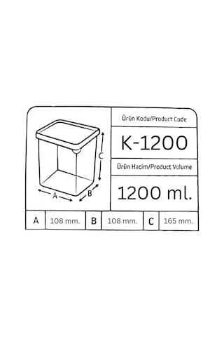 Offbox Kare Bakliyat Baharat Gıda Saklama Kabı - 1.2 Lt. - 12 Adet Antrasit Şeffaf