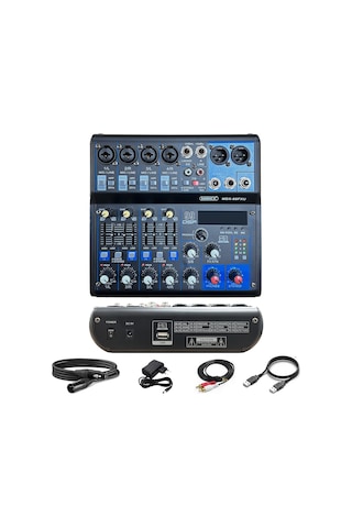 Midex MDX-06FXU Ses Mikseri Stüdyo Kayıt İçin 6 Kanal Ses Kartlı 99 DSP Efektli (+48V-USB-Bluetooth)