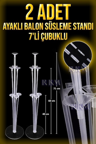 2 Adet Balon Süsleme Standı 7 Li Çubuklu Ayaklı Balon Standı Seti Parti Ve Doğum Günü Süsleme Diğer