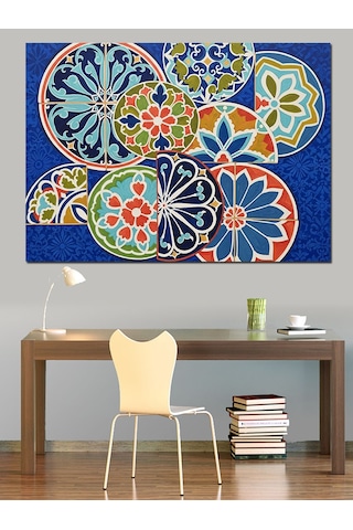 Renkli Mandala Geometrik Desen Dekoratif Kanvas - Mdf Ahşap Tablo