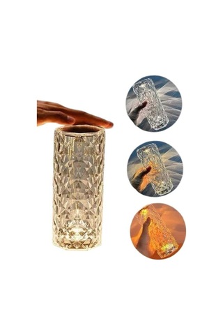 Kristal Lamba Masa Lambası Şarjlı Masa Lambası Dokunmatik Sensör Usb Şarjlı Beyaz 95227887