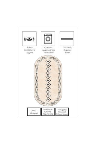 West Home Dijital Baskı Yıkanabilir Kaymaz Taban Leke Tutmaz Bej Oval Mutfak Halısı Salon Halısı Ve Yolluk Wh 375 Beige Oval