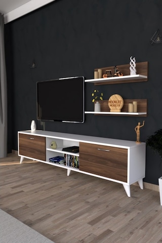 Moonlife Zümrüt Tv Ünitesi  Beyaz Ceviz