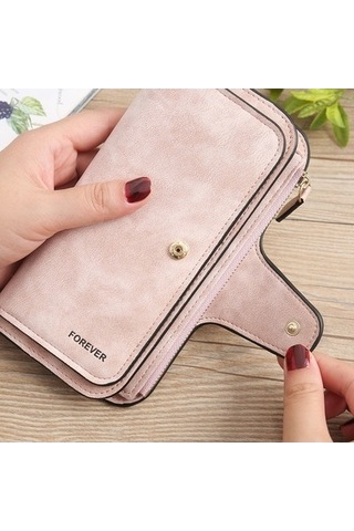 Kadın Bozuk Para Bölmeli Pu Deri Uzun Cüzdan Kahverengi B821 Kahverengi Kahverengi