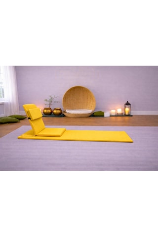 Backjack Meditasyon Sandalyesi Destekli Yer Minderi + 60x180 Kumaş Mat - Backjack 3xl Mat+backjack İkili Set Sarı