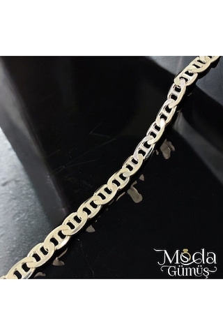 Modagümüşevi Özel Kutulu 925 Ayar Gümüş 4mm Erkek Forse Barlı Zincir Bileklik