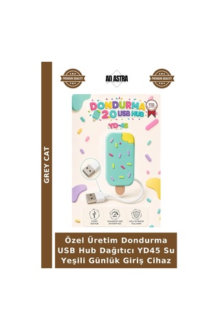 Özel Üretim Dondurma Usb Hub Dağıtıcı Yd45 Su Yeşili Günlük Giriş Cihaz