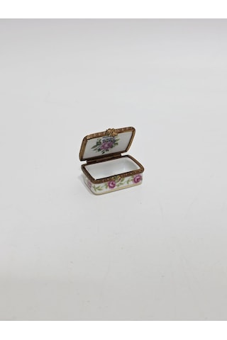 Antika Limoges Porselen Minyatür Kutu 3,5x2,8cm 100