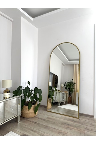 Effe Gold Metal Çerçeveli 180x80 Cm Oval Ayaklı Boy Aynası