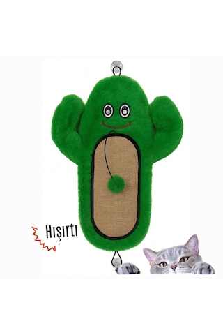 Miyav Kedi Tırmalama Matı Peluş Kaktüs Oyuncak