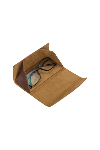 Smart Glass Deri Gözlük Kılıfı TN2 Taba