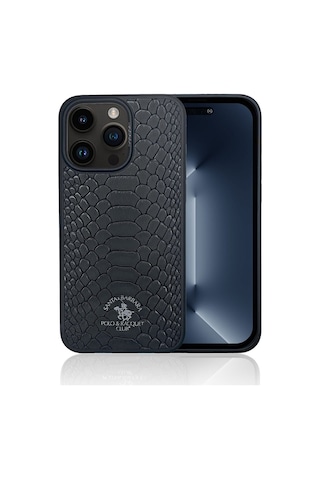 Santa Barbara Polo Knight-Apple iPhone Uyumlu 14 Pro Kilif.yılan Derisi Tasarımı.Apple iPhone Uyumlu 14 Pro Deri Kılıf Siyah