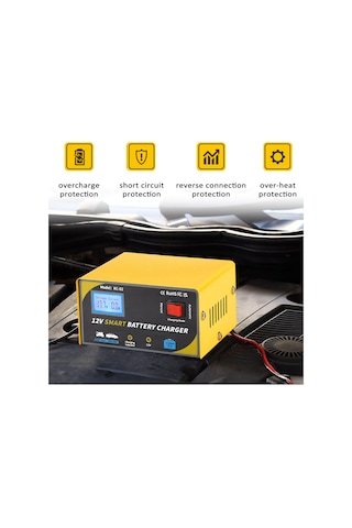Araba Akü Şarj Cihazı Akıllı Akü Şarj Cihazı 12v 3ah-100ah Akü İçin Di Sarı