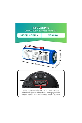 Ilife V3s Pro Uyumlu Batarya Yüksek Kapasite 3200mah Pil Robot Süpürge Bataryası Değişimi