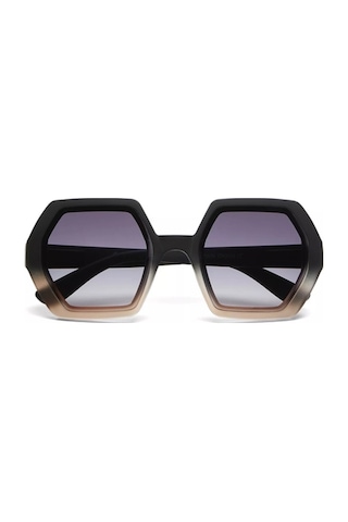 Okkia Emma Big Hexagonal Unisex Güneş Gözlüğü Siyah Ros Çok Renkli