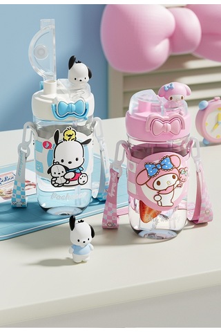 Jian Fan Su Bardağıçiftçi Sevimli Plastik Bardak Karikatırçocuk Hasır Bardak Büyük Kapasiteli Bardak Taşın Pirim Pembe