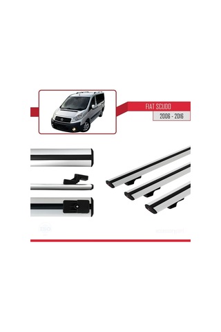Fiat Scudo 2006-2016 Arası İle Uyumlu Basic Model Ara Atkı Tavan Barı Gri 3 Adet
