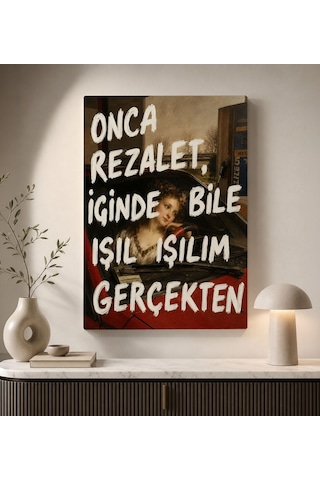 Bk Gift Vintage Klasik Sanat Esprili Sözlü Dekoratif Kanvas Tablo - 17 Çok Renkli