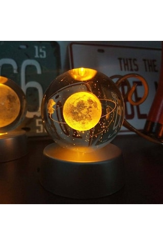 Satürnlü Kız Işıklı Cam Küre Ve Istiridye Içinde Kolye