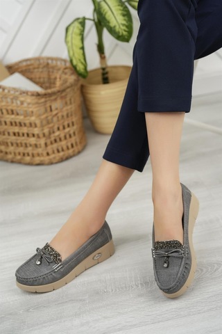 Nesil Shoes Nstar 400 Gri Kot Anatomik Günlük Kadın Ayakkabı-gri Kot Gri