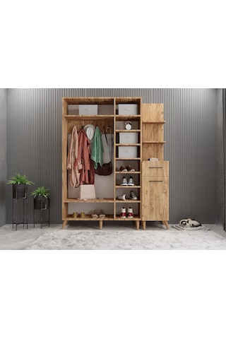 Açelya Portmanto Vestiyer Ayakkabılık Çam 140cm - Montaj Dahil M3