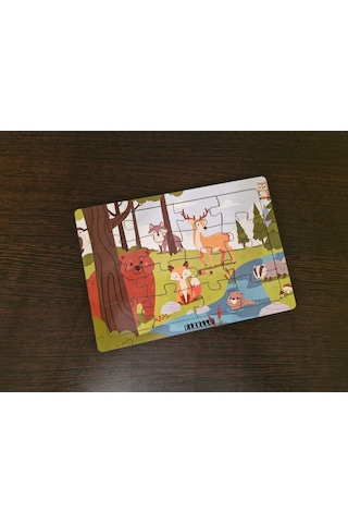 Hayvanlar Alemi 14 - 16 Parça Eğitici Öğretici Ahşap Çocuk Puzzle Yapboz Bebek Çocuk Oyuncak
