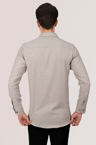 Sütlü Kahve Slimfit Düz Oduncu Erkek Gömlek Yeşil