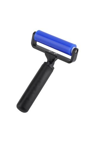 Dofolink Mavi Silikon Toz Temizleme Rulosu - Yüksek Yapışkanlı, Siyah Plastik Kolu, 4 İnç - Telefon Ekranı, Filmler İçin Toz, Saç, Kuru Yabancı Cisimleri Temizler Diğer