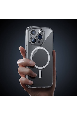 Apple İphone 14 Pro Kılıf Magsafe Wireless Kablosuz Şarj Destekli Şeffaf Darbe Emici Kapak Şeffaf