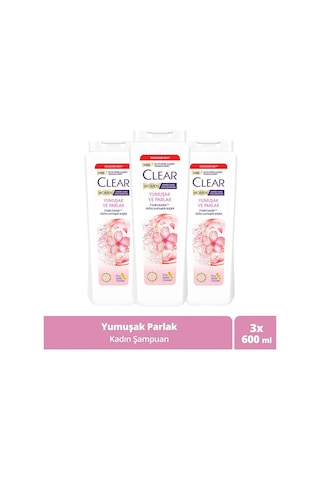 Clear Women Kepeğe Karşı Etkili Şampuan Yumuşak Ve Parlak 600 Ml X3