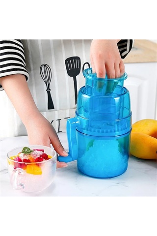 Jialan Taşınabilir El İşletilen Buz Kırıcı Tıraş Çocuklar Mavi