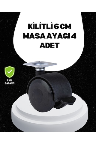 Northcity 6 Cm Kilitli Tekerlek Ayak 4 Adet - Sehpa Ve Ekipman İçin Sağlam Çözüm Siyah