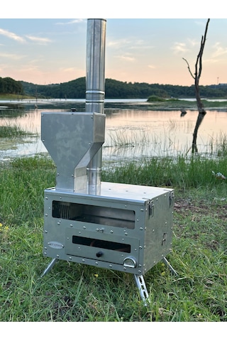 Ortatif Kuzineli Pelet&odun Kamp , Piknik , Outdoor Sobası Paslan