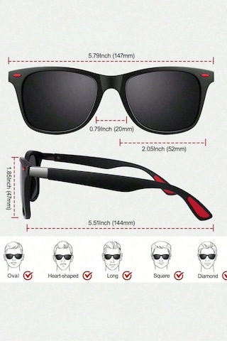 The Roomy Polarize Lens Kırmızı Detaylı Siyah Wayfarer Erkek Güneş Gözlüğü