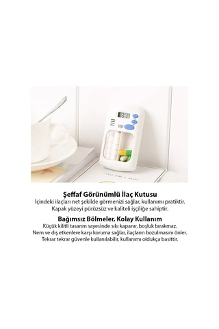 Elektronik Akıllı Zamanlayıcılı Taşınabilir Kutusu 2 Bölmeli Bpa İçermez 9x5,5x2 Cm Mh-hs3630-1580