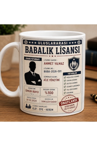Kişiye Özel Babalık Lisansı Kupa Bardak İsme Özel Beyaz Seramik Kupa 330 Ml Kahve Ve Çay Kupası Açık Beyaz Kişiye Özel Babalık Lisansı Kupa Bardak İsme Özel Beyaz Seramik Kupa 330 Ml Kahve Ve Çay Kupası Açık Beyaz