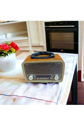 Nostaljik Radyo-301 Bt Nostaljik Radyo Bluetooth + Ledli + Fener + Usb + Sd Card Mp3 Radyo Çalar Cn
