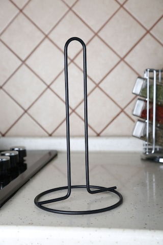 Multistore Siyah Metal Kağıt Havluluk Dik Havlu Peçetelik Standart Ve Büyük Boy Rulo Uyumlu Siyah